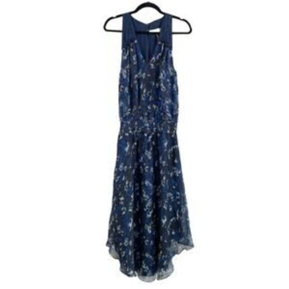 NWT Ramy Brook Blue New Moe Leopard Printed Silk Cocktail Dress sz S $495 - Picture 3 of 6